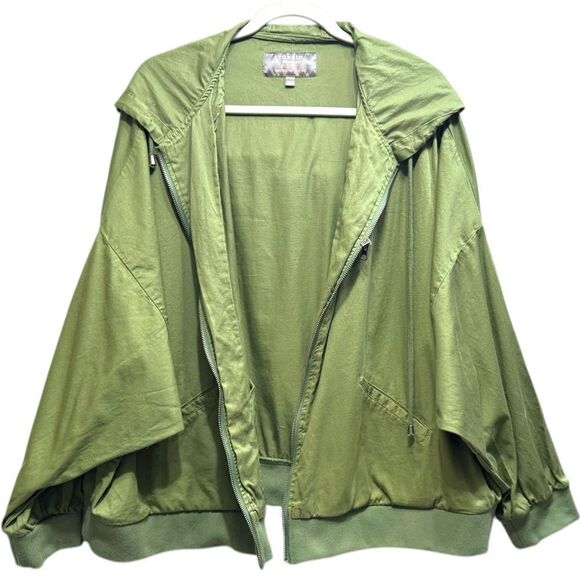 Torrid Olive Green Twill Dolman Sleeve Zip Front Anorak Jacket Size 3 3XL - Picture 3 of 15